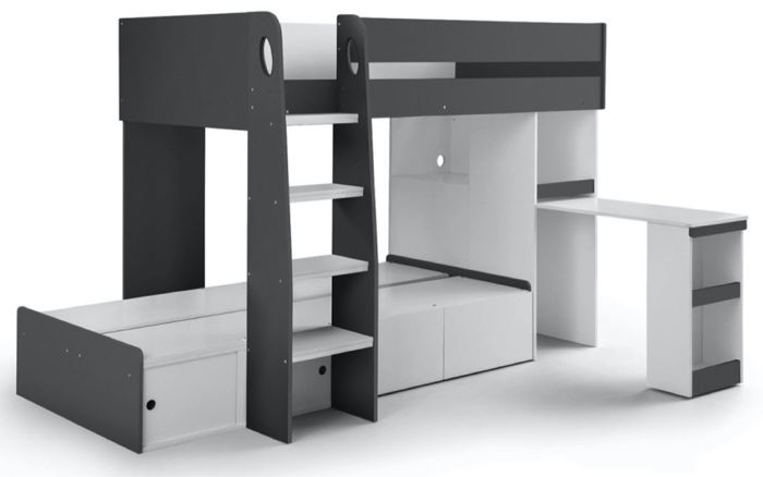 Eclipse Bunk Bed - White / Charcoal